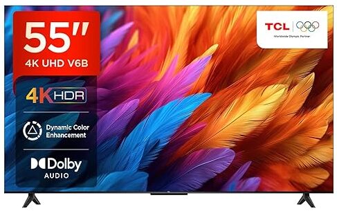 TCL 139 cm (55 inches) Metallic Bezel-Less Series 4K Ultra HD Smart LED Google TV 55V6B (Black)