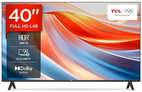 TCL 101 cm (40 inches) Metallic Bezel-Less Full HD Smart Android LED TV 40L4B (Black)