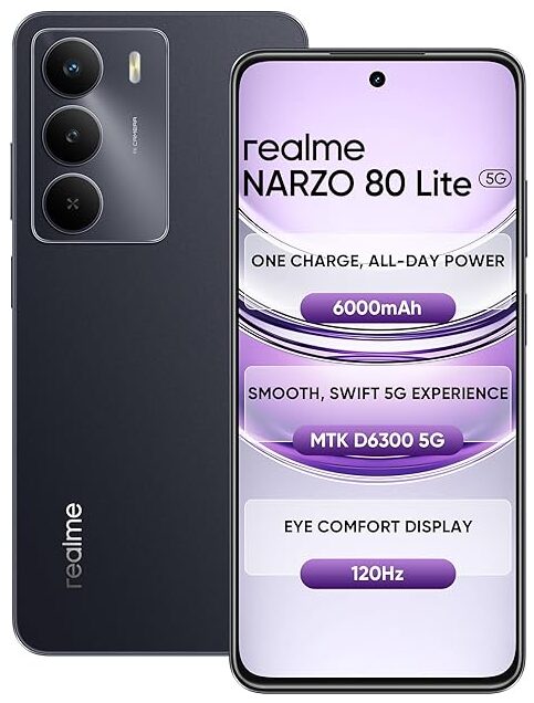 realme NARZO 80 Lite 5G (Onyx Black, 4GB+128GB)