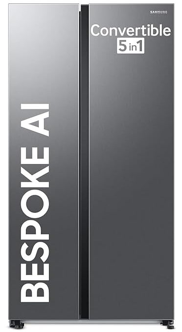 Samsung 653 L, 3 Star, Frost Free, Double Door Refrigerator with WiFi (RS76CG8003S9HL, Silver, Refined Inox)