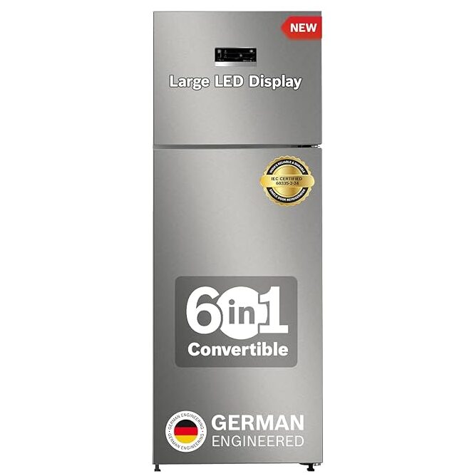 Bosch 243L 3 Star Inverter Frost free Double Door Refrigerator (Shiny Silver) 
