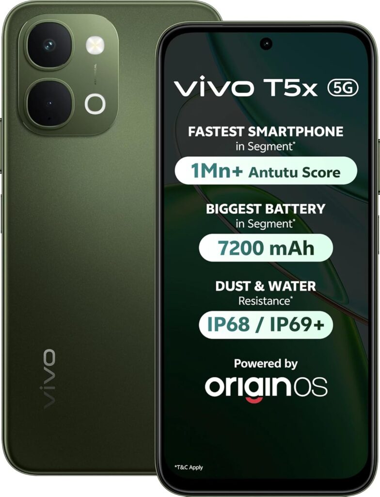 vivo T5x 5G (Cyber Green, 6GB RAM, 128GB Storage) 