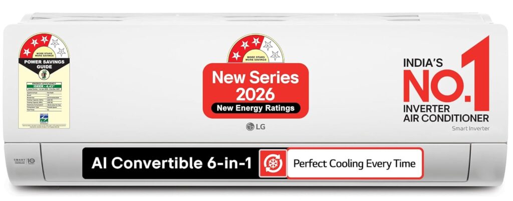 LG 1.5 Ton 3 Star, New star rated, Smart Inverter Split AC