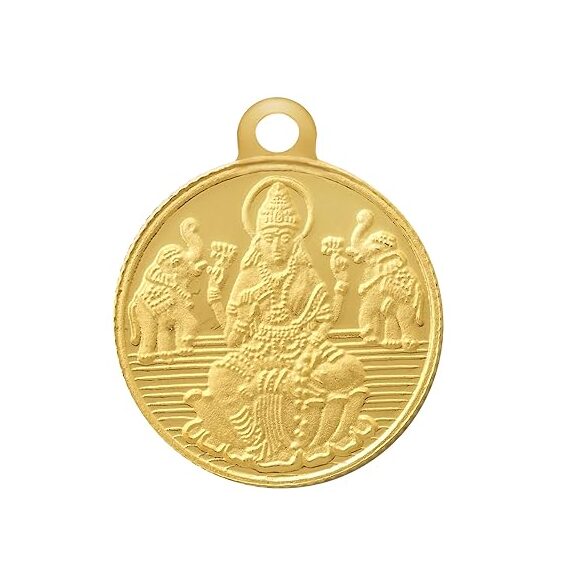 Bangalore Refinery 2 Gram Round Lakshmi 24k (999) Gold Pendant (without hook)