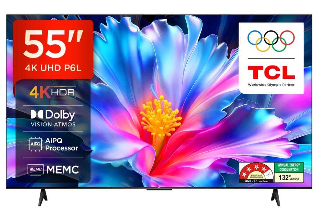 TCL 139 cm (55 inches) 4K Ultra HD Smart LED Google TV | 55P6L
